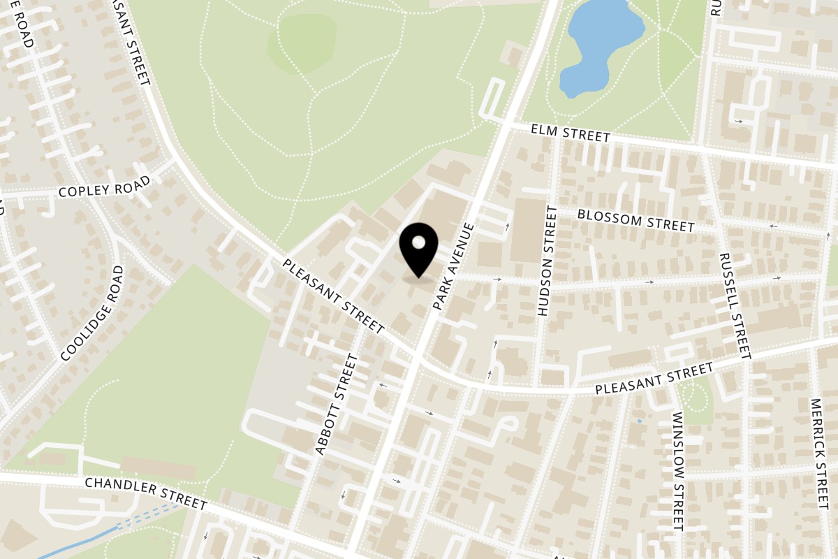 Map showing the location of Taino Restaurant on 258 Park Ave in Worcester